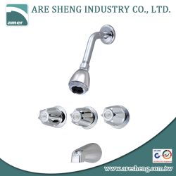Tub & shower faucet with three metal handles, zinc spout D09-003-3