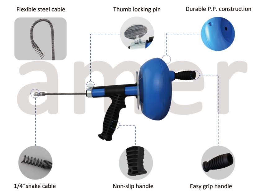 D116-006 handy snake drum auger drain clog