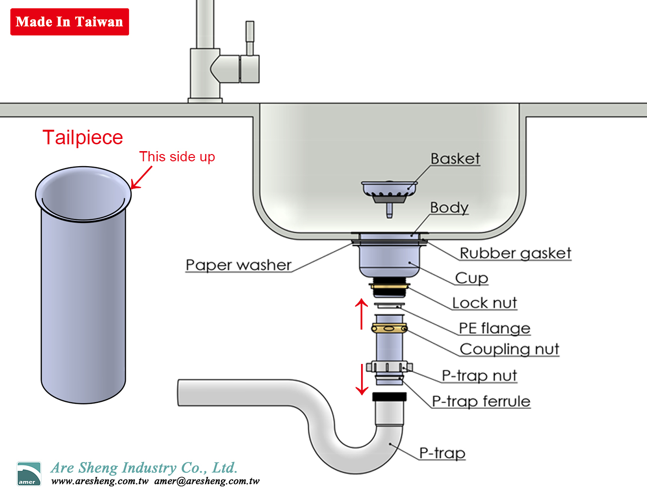 Are Sheng  Sink Strainer Installation Drawing 