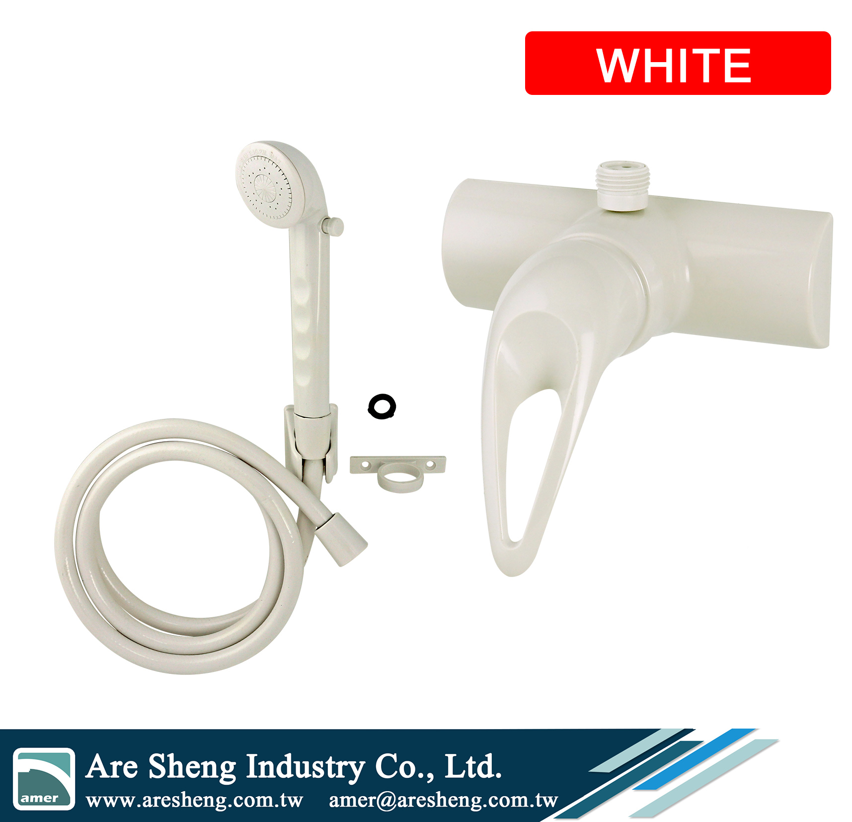 R02-001A RV shower diverter single loop handle handheld shower set white plastic faucet  taiwan