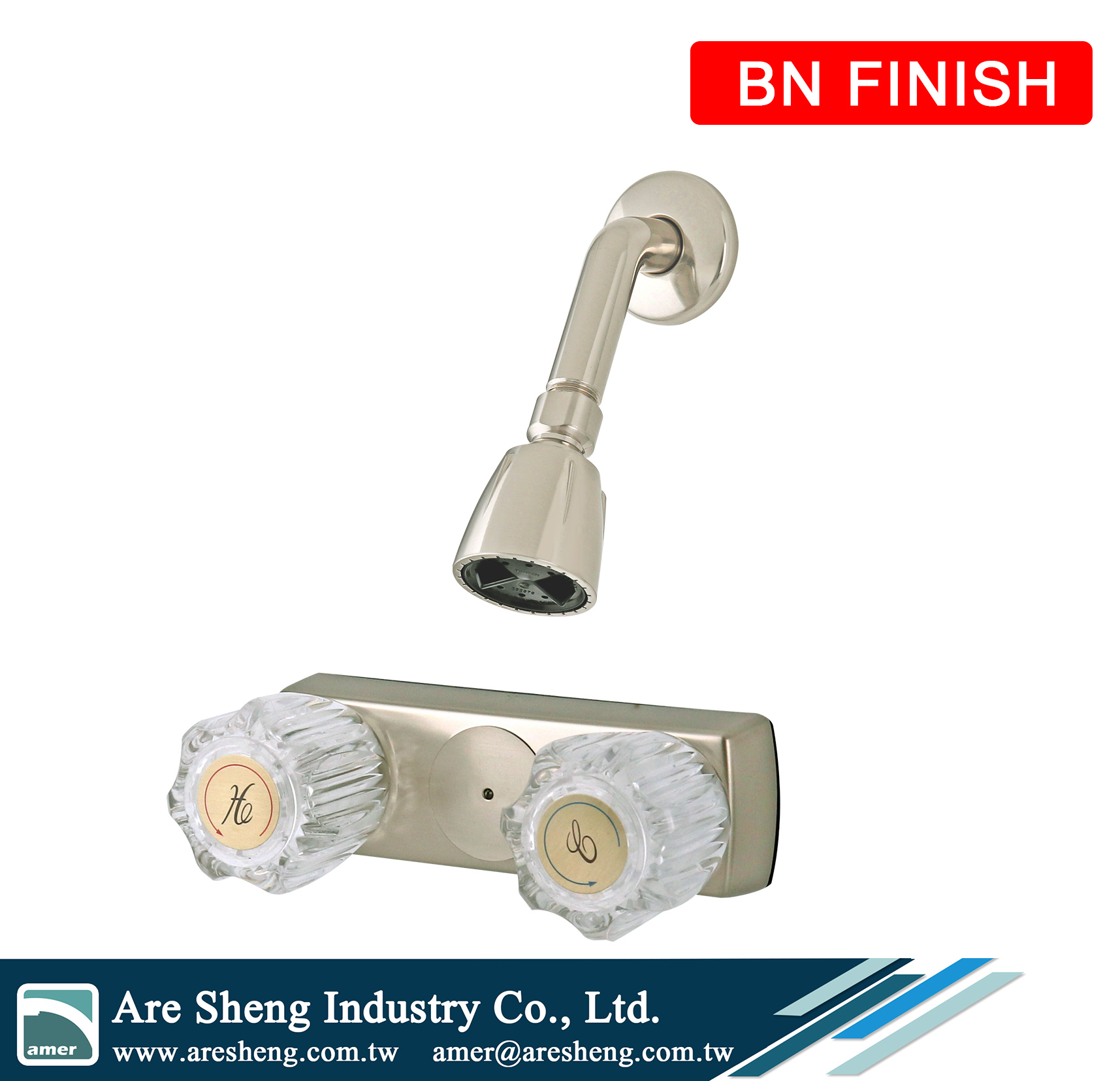 R02-003A-BN-shower valve with shower head-acrylic handle-satin nickel