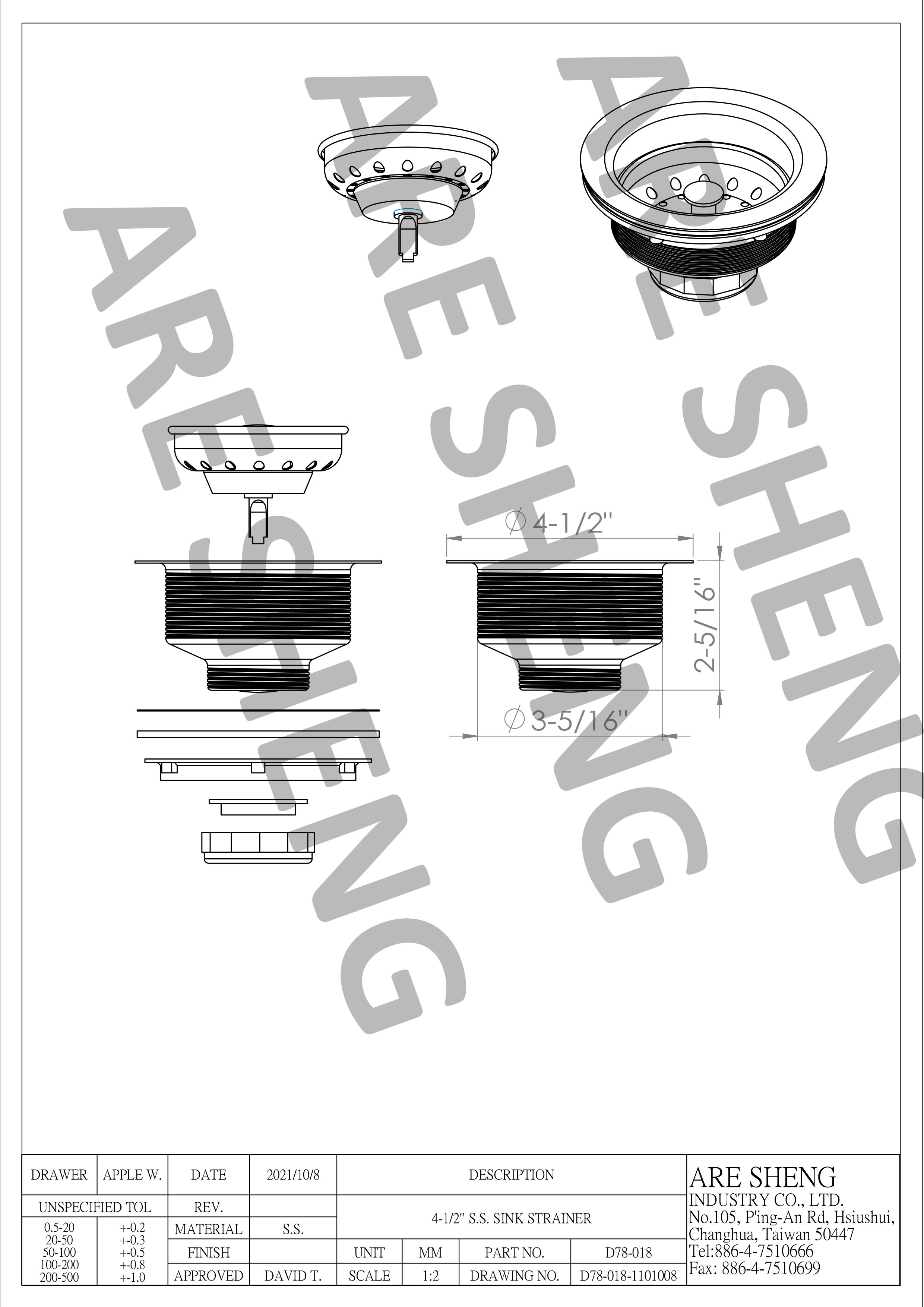 sink strainer drawing D78-018- Are Sheng