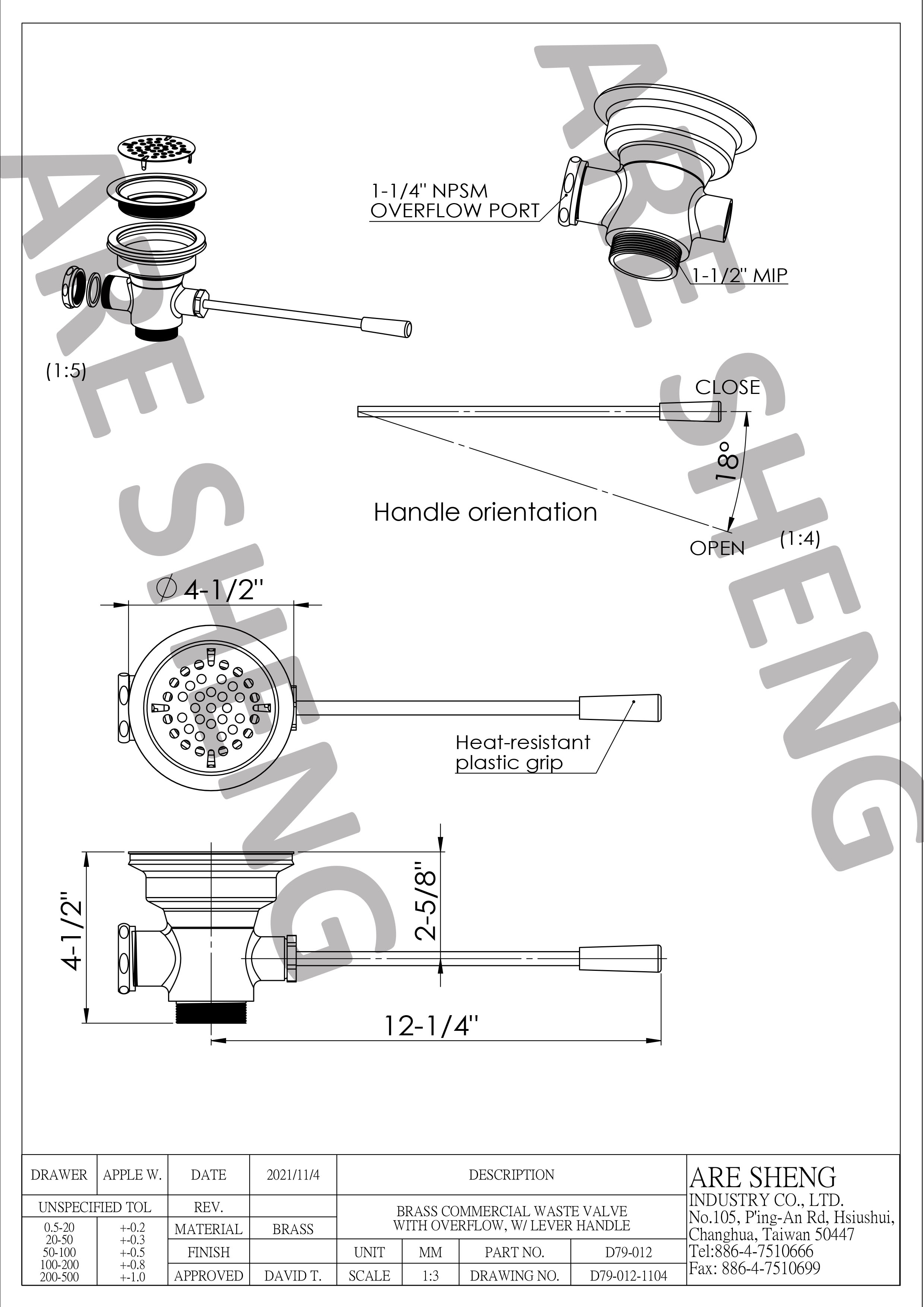 commercial waste valve drawing