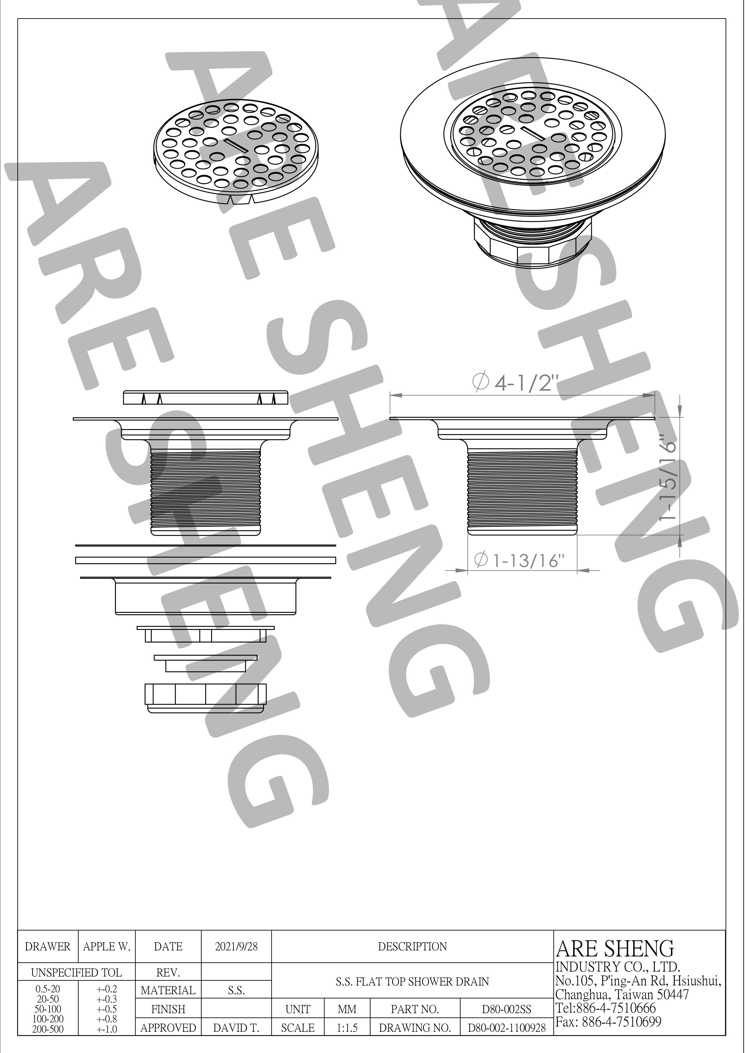 RV mobile home shower drain drawing