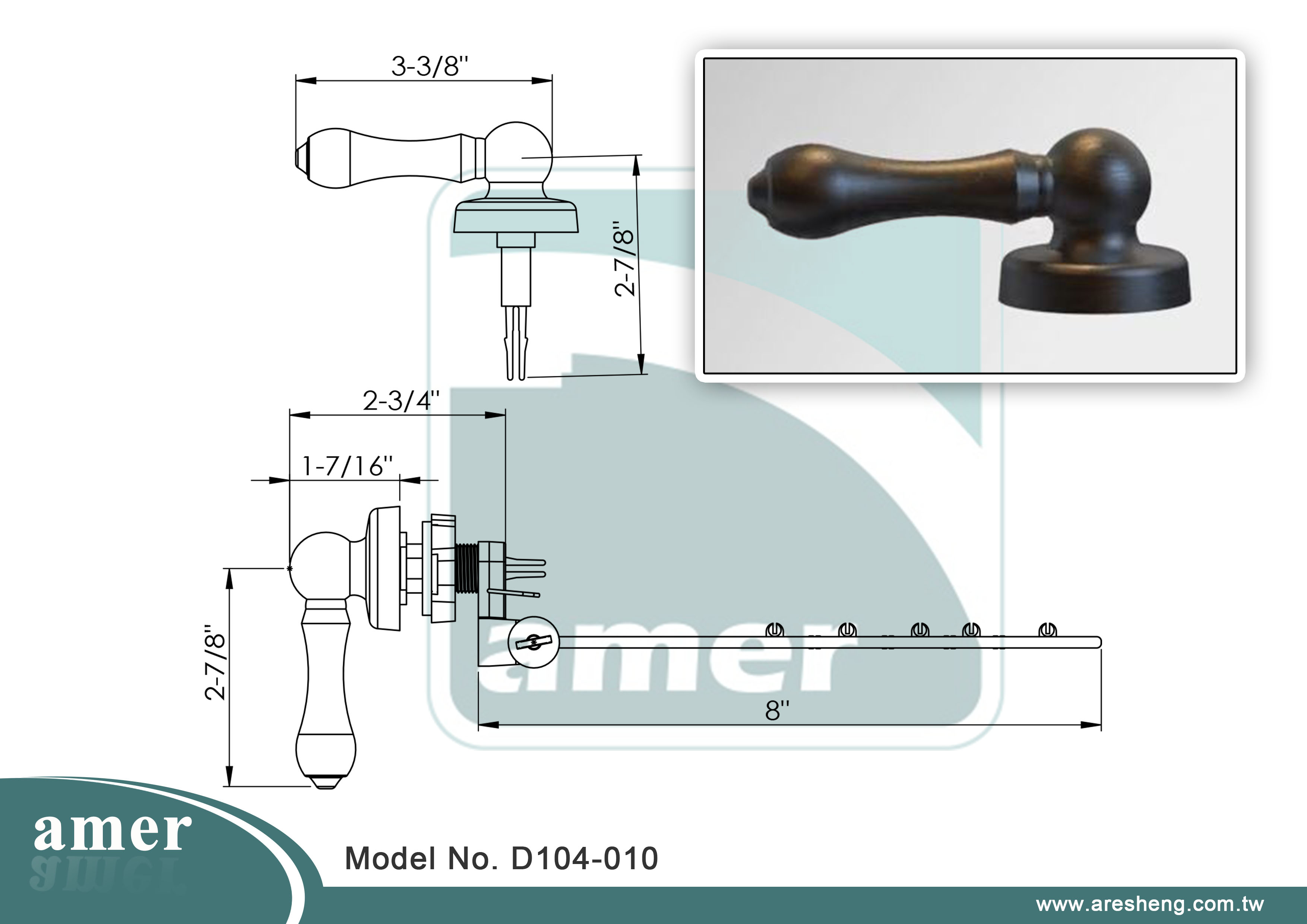 Universal tank lever-dimensions