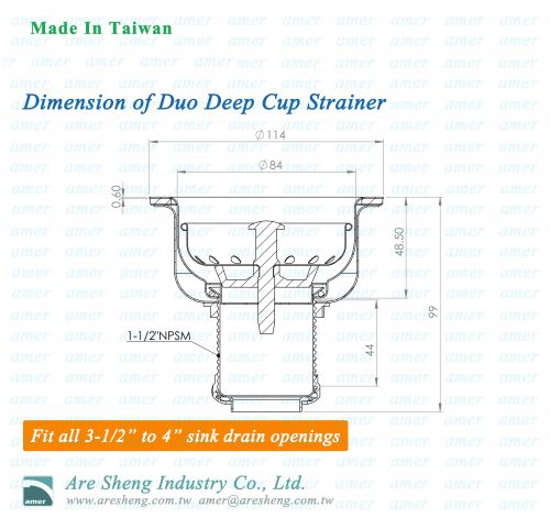 Sink Strainer Price- Stainless Steel Deep Double Cup | Are Sheng